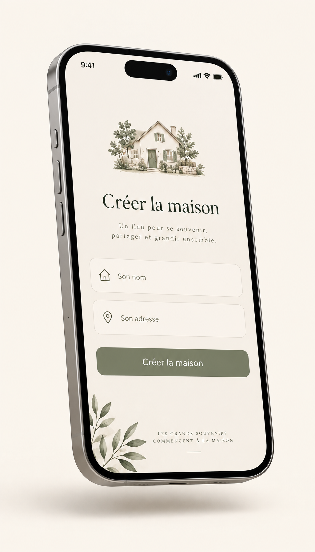 Écran de création d'une maison Bercail
