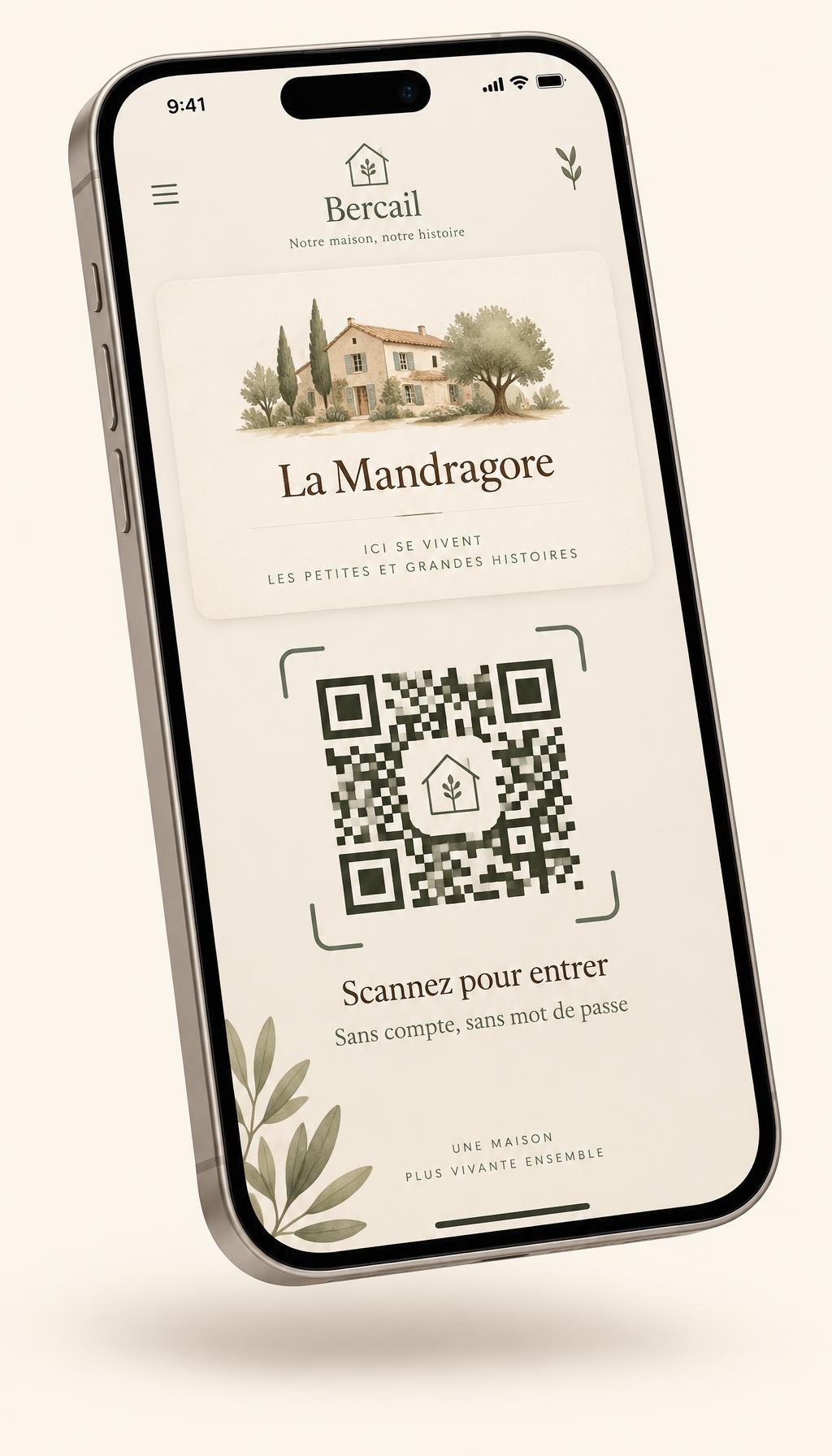 Écran de scan du QR code pour entrer dans la maison